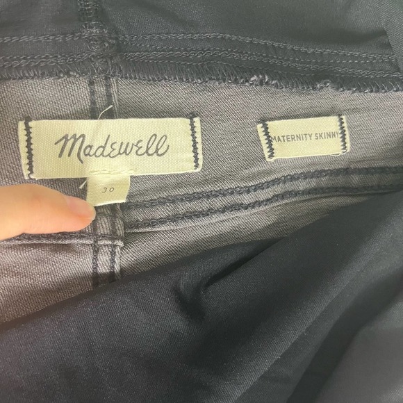 Madewell Over the Belly Distressed Raw Hem Black Sea Skinny Maternity Jean sz 30 - Picture 4 of 15